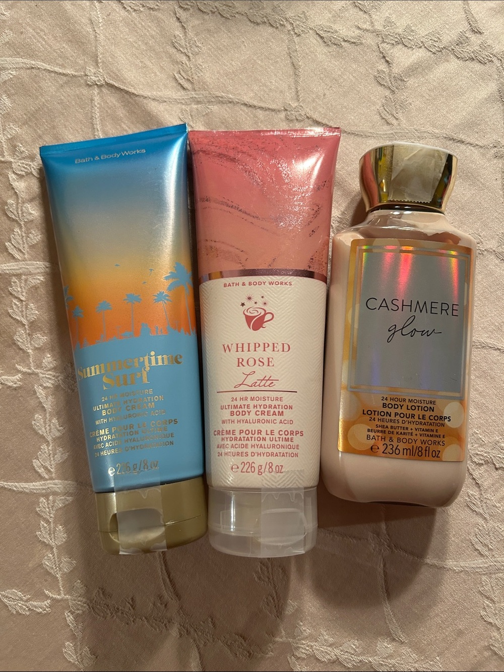 Lot of 3 Lotions Bath And Body Works New Cashmere Glow Whipped Rose Latte READ